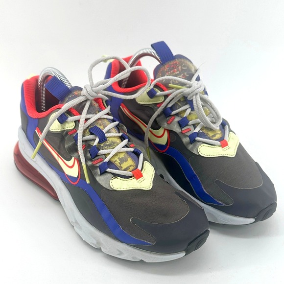 Nike Other - Nike Air Max 270 React Kids 7Y‎ Gray Blue Red Yellow CT1630-001 Low Top Sneakers